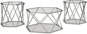 Modern Chrome 3-Piece Occasional Table Set