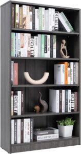 This image shows the result of 5-Shelf Wood Bookcase Freestanding