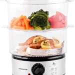 This image shows the result of OVENTE 2 Tier Electric Food Steamer