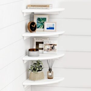 This image shows the result of Forbena White Corner Floating Shelves