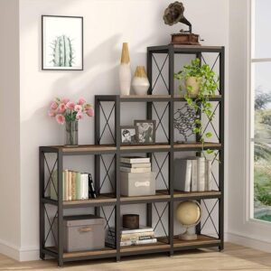 This image shows the result of Tribesigns 12 Shelves Bookshelf Industrial Ladder