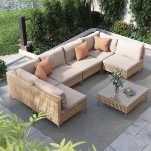 This image shows the result of Boho Outdoor Conversation Set Sectional Sofa