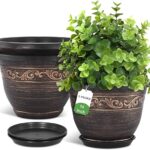 This image shows the result of 3 Packs Lightweight Large Resin Flower Pot Indoor Outdoor