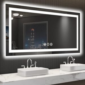 This image shows the result of LOAAO 55X30 LED Bathroom Mirror with Lights