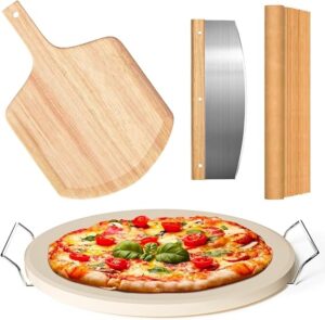 This image shows the result of Pizza Stone for Oven and Grill with Pizza Peel