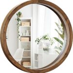 This is image shows the result of Round Wood Mirror - Natural Wooden Frame