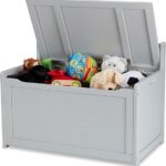 Doug Wooden Toy Gray Furniture for Playroom Wooden Toy Box for Boys Girls for Living Room