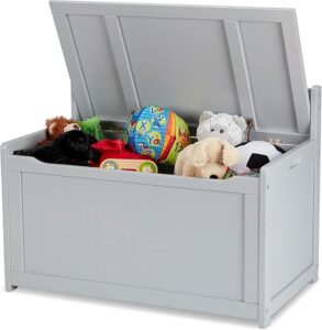 Doug Wooden Toy Gray Furniture for Playroom Wooden Toy Box for Boys Girls for Living Room