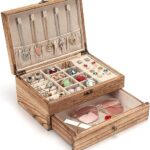 Rustic Wooden Jewelry Organizer Box for Storage