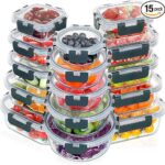 VERONES 30 Pieces Glass Meal Prep Containers