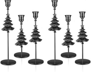 6 Pcs Christmas Tree Candlestick Holders Metal