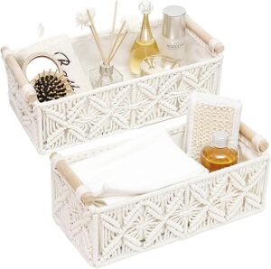 HOSROOME Macrame Storage Basket Boho Decor Baskets