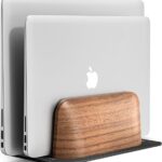 Dual Slot Wooden Laptop Holder Vertical for Desk